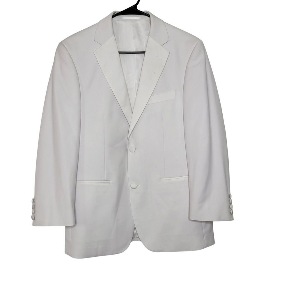 Renoir Mens White Notched Lapels Tuxedo Blazer Jacket 36S/30 2 Button Formal